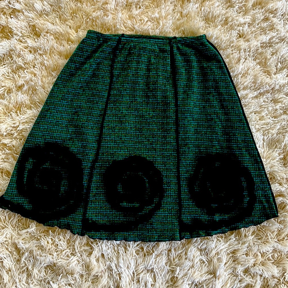 Vintage look A-line green plaid skirt